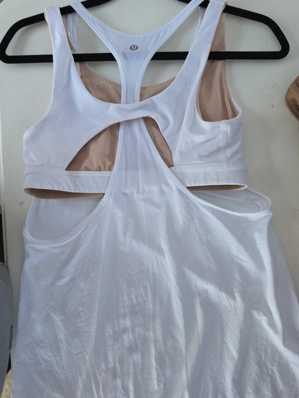 lululemon athletica White Tank with Nude Lined Racerback
